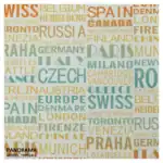 ورق جدران مطبوع كوري كتابة اصفر مع ازرق واخضر