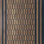 بديل خشب مضلع منقوش بني فواصل اسود