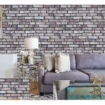 بديل الطوب رمادي غامق مع وردي