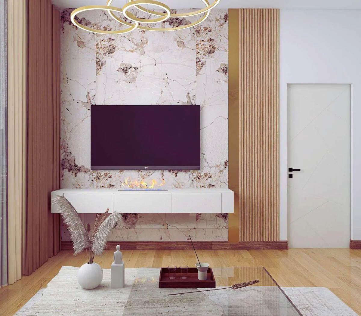 ⁦بديل رخام لامع بيج مدرج عروق بني⁩ - الصورة ⁦2⁩