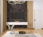 ⁦بديل رخام لامع بني داكن عروق ابيض⁩ - الصورة ⁦2⁩