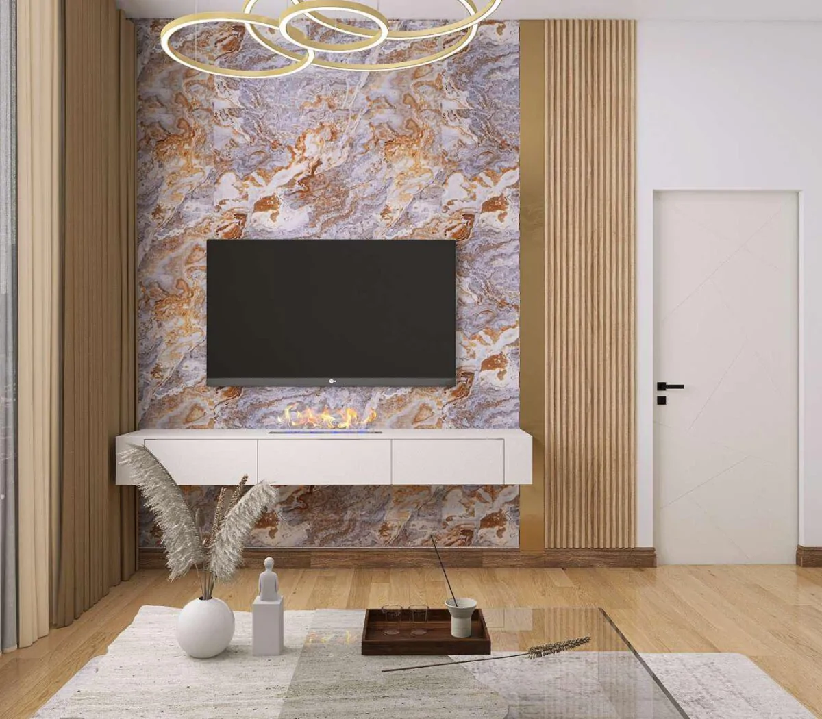 ⁦بديل رخام لامع بني عروق رمادي⁩ - الصورة ⁦2⁩