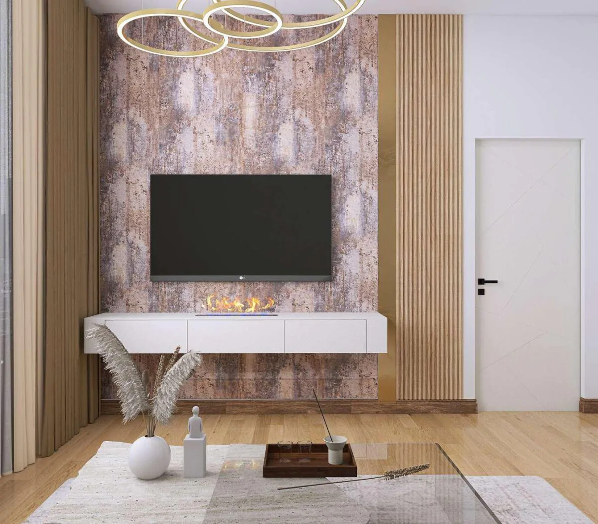 ⁦بديل رخام لامع بني مموج بيج⁩ - الصورة ⁦2⁩