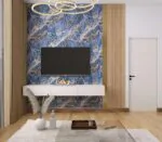 ⁦بديل رخام لامع ازرق عروق ذهبي⁩ - الصورة ⁦2⁩