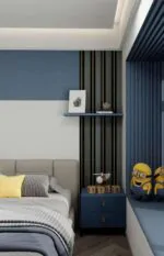 ⁦بديل خشب مضلع صيني رمادي فواصل اسود وذهبي⁩ - الصورة ⁦2⁩