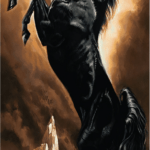 بديل رخام طباعه خيل اسود خلفية بني