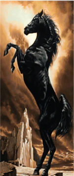 بديل رخام طباعه خيل اسود خلفية بني