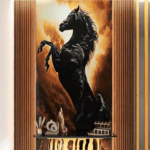 ⁦بديل رخام طباعه خيل اسود خلفية بني⁩ - الصورة ⁦2⁩