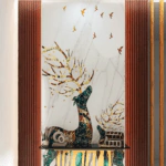 ⁦بديل رخام طباعه رمادي خلفيه غزلان⁩ - الصورة ⁦2⁩