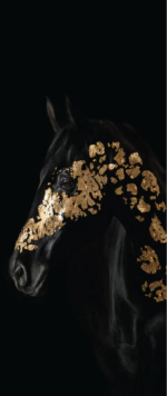 بديل رخام طباعه خيل اسود مزخرف ذهبي