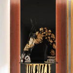 ⁦بديل رخام طباعه خيل اسود مزخرف ذهبي⁩ - الصورة ⁦2⁩