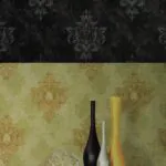 ⁦ورق جدران منقوش كوري اسود مع رمادي⁩ - الصورة ⁦2⁩