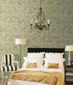 ⁦ورق جدران كوري مشجر اخضر فاتح مع رمادي⁩ - الصورة ⁦2⁩