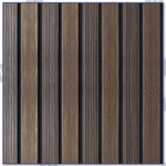 ألتر نص: تصميم فخم من الخشب الداكن مع خطوط متوازية أنيقة.