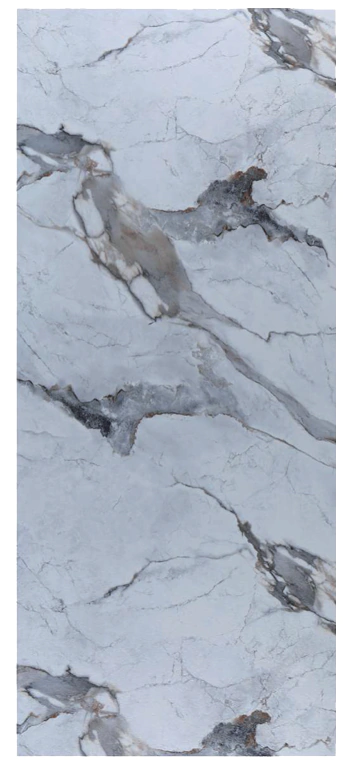 رخام فخم بألوان رمادية وبيضاء مع عروق داكنة وتصميم أنيق لخط الفخامة.