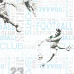 ورق جدران اطفال كوري اشكال ابيض و سماوي