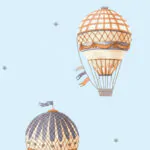 ورق جدران اطفال كوري اشكال منطاد ازرق