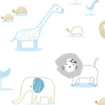 ورق جدران اطفال كوري اشكال حيوانات ابيض