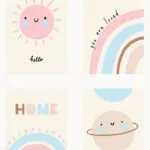 ورق جدران اطفال كوري اشكال الطقس بيج