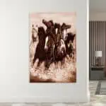 لوحة جدارية طولية مطبوعة خيل
