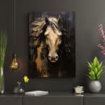 لوحة جدارية مطبوعة راس خيل ذهبي